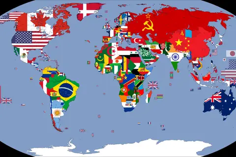 Map: Flag Map of the World 1970