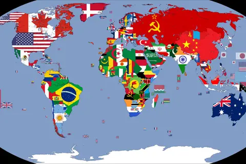 Map: Flag Map of the World 1986