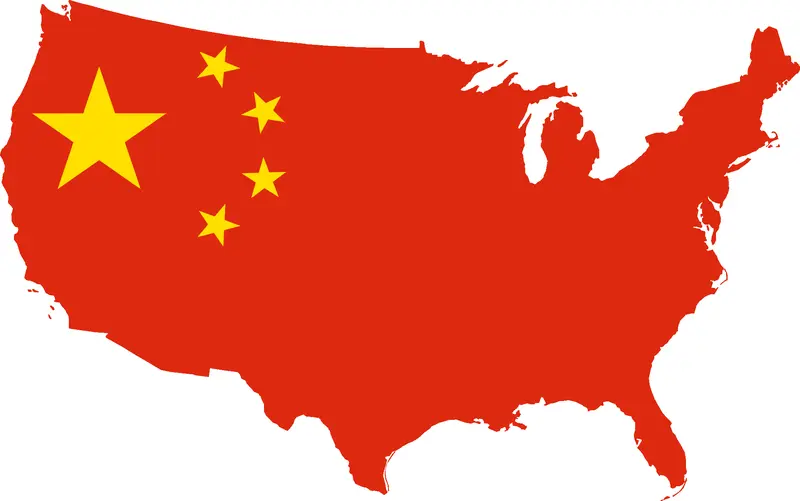 Map: Flag Map of Usa China