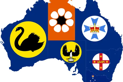 Map: Flagmap of States and Territories of Australia
