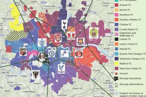 Map: Football Supporter Map of London