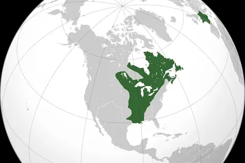 Map: France’s 1st colonial empire: the “Nouvelle-France” at its greatest extent, in 1712