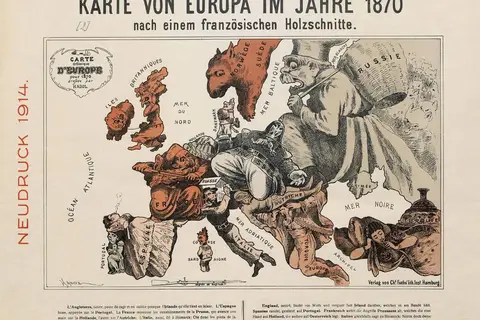 Map: French satirical cartoon map of Europe in 1870