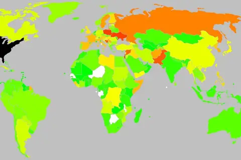 Map: Frequency of “war” and “wars” on each country’s/territory’s Wikipedia article