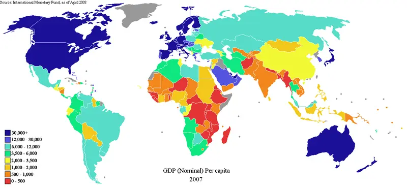 Map: Gdp Nominal Per Capita World Map Imf 2007