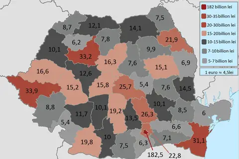 Map: GDP of Romanian counties