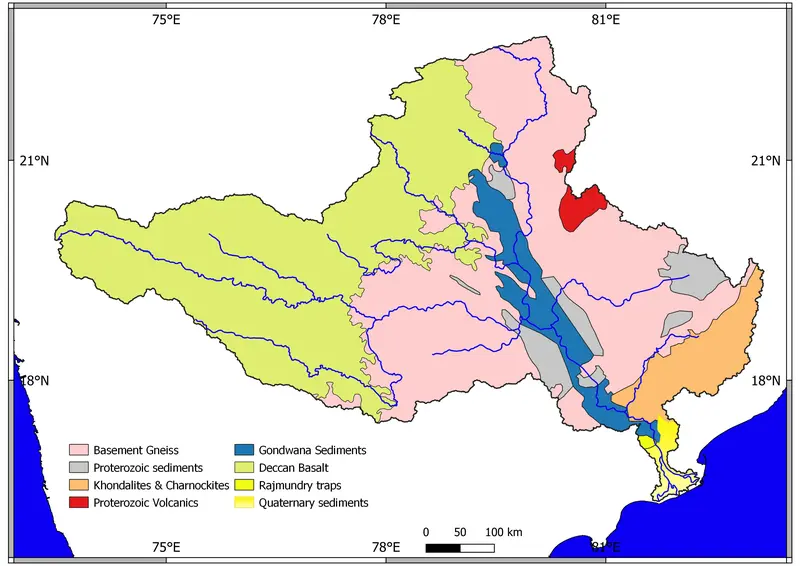 Map: Generalized Geological Map of Godavari Drainage Basin