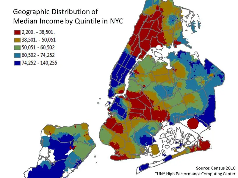 Map: Geographic Distribution of New York City Incomes by Quintile