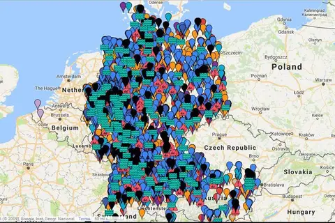 Map: Germany: Individual case map of reported crimes allegedly committed by refugees.