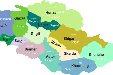 Map: Gilgitbaltistan Map with Tehsils Labelled