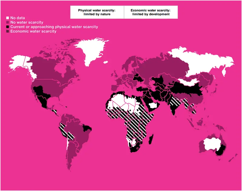 Map: Global water scarcity map by BloombergBusinessweek