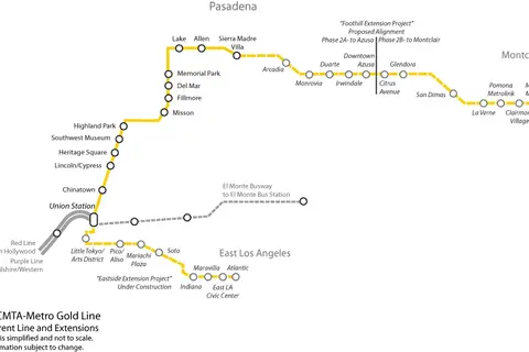 Map: Gold Line Map Future of the Los Angeles County Metro System