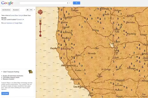 Map: Google maps is doing a “Treasure” map view today