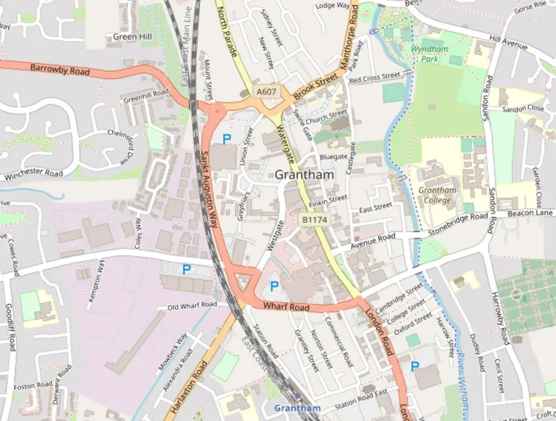 Map: Grantham Town Centre Map