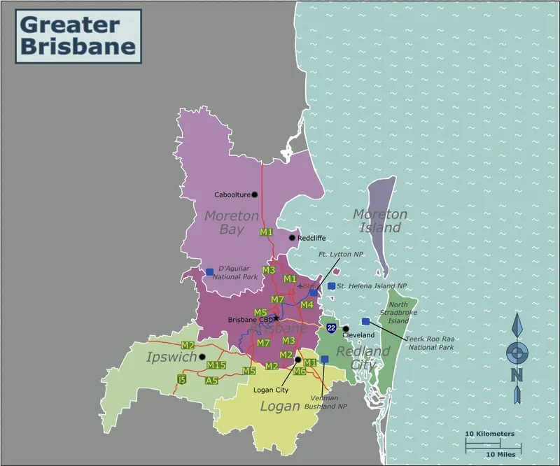 Map: Greater Brisbane Regions Map