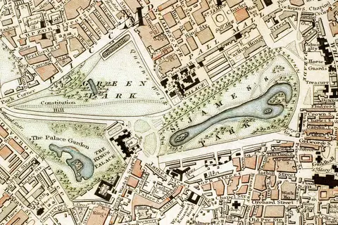 Map: Green Park and St Jamess Park London from 1833 Schmollinger Map