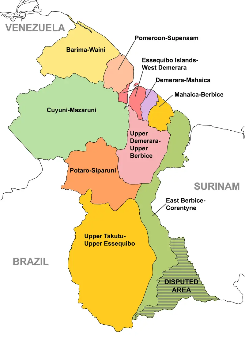 Map: Guyana Regions Map