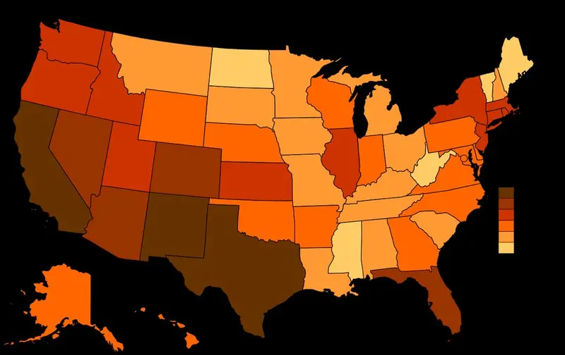 Map: Hispanic/Latino Population by Percentage in US States, 2012