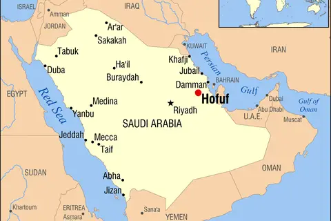 Map: Hofuf Saudi Arabia Locator Map