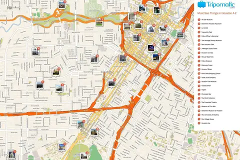 Map: Houston Printable Tourist Attractions Map