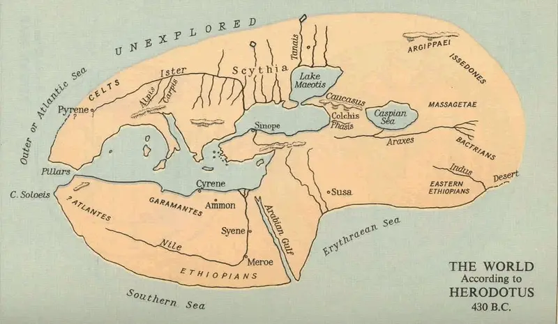 Map: How the world appeared to Herodotus in 430 BC.