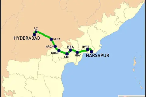 Map: Hyderabad Narsapur Express Route Map