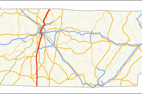 Map: I65 in Tennessee Map
