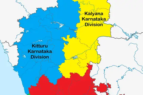 Map: India Karnataka Divisions Map