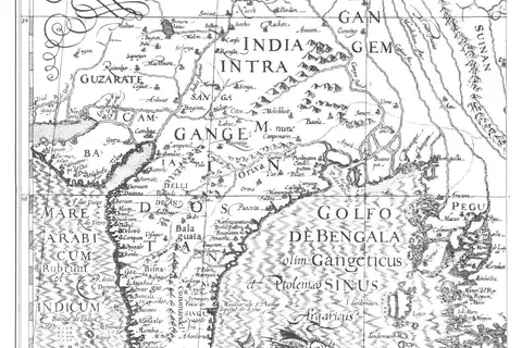 Map: 1751 Map of India from Historical Atlas of India by Charles Joppen