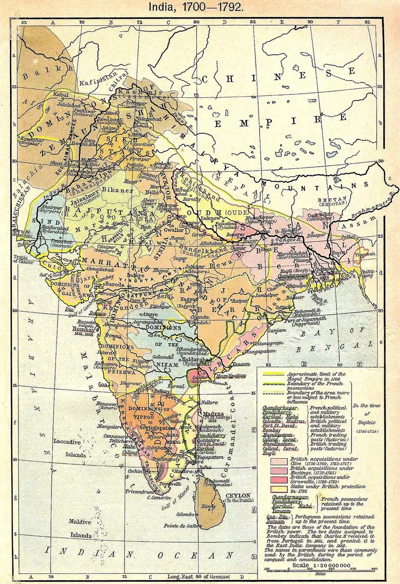 Map: India Map 1700 1792