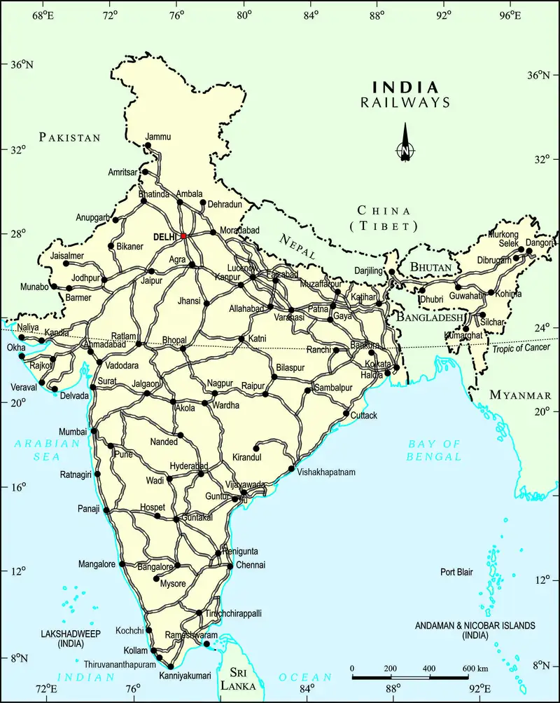 Map: India Railways Map