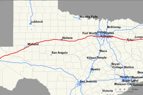 Map: Interstate 20 Map Texas