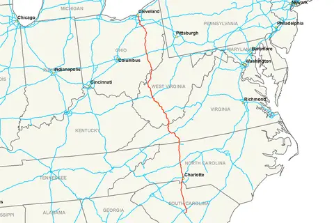 Map: Interstate 77 Map