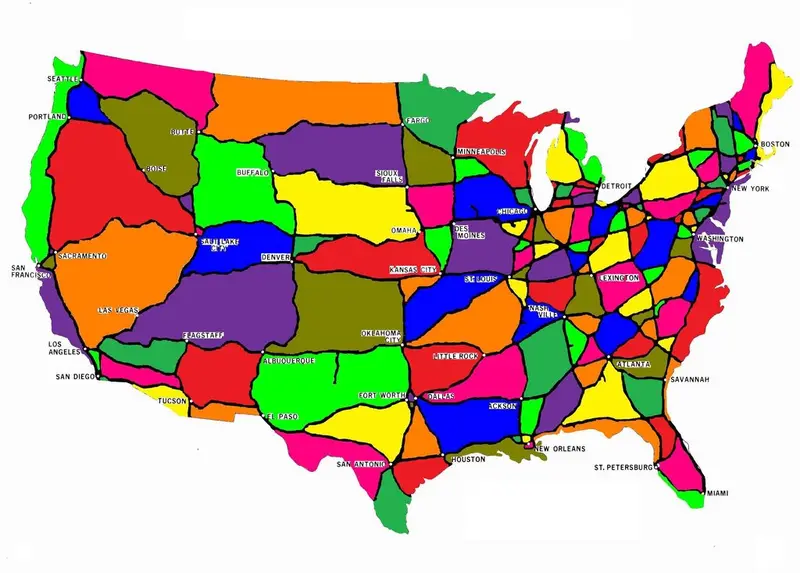Map: Interstate Highways as State Lines