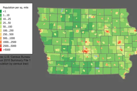 Map: Iowa Population Map