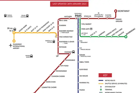 Map: Islamabad Metro Bus Map January 2023