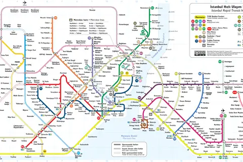 Map: Istanbul Rapid Transit Map with Metrobs Schematic