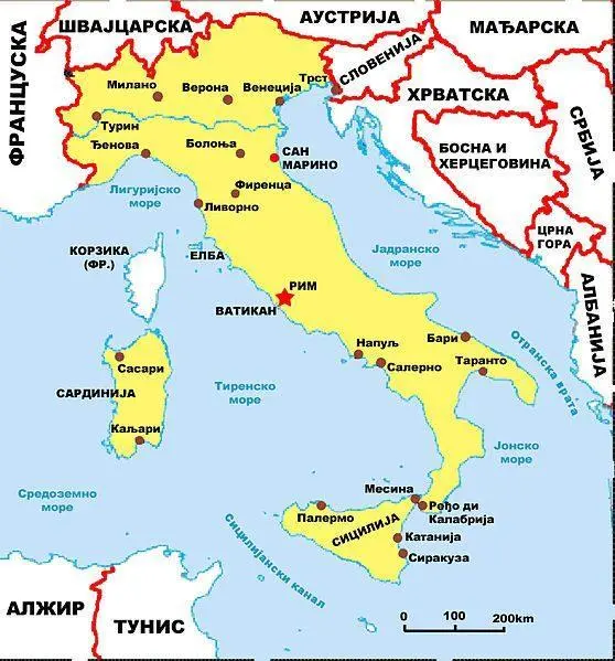 Map: Italija Mapa