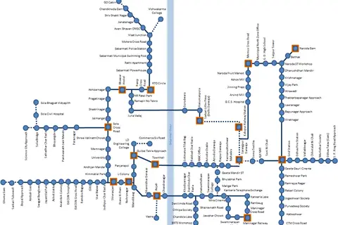 Map: Janmarg Ahmedabad Brts Network Map August 2015