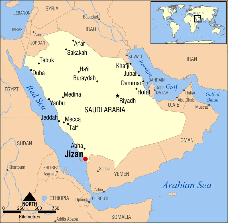 Map: Jizan Saudi Arabia Locator Map