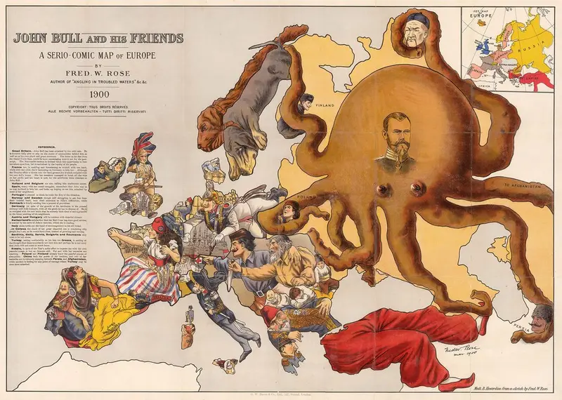 Map: John Bull and his Friends – a Propaganda map of Europe from recent Economist Article
