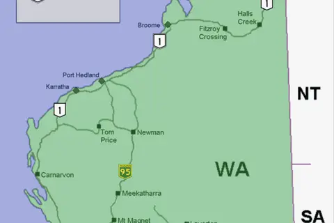 Map: Kalgoorlie Location Map in Western Australia