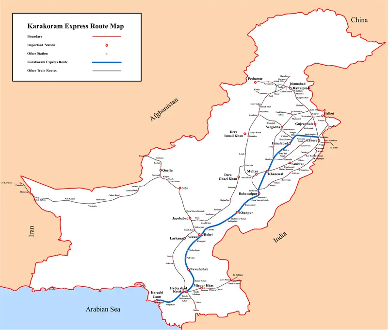 Map: Karakoram Express Route Map