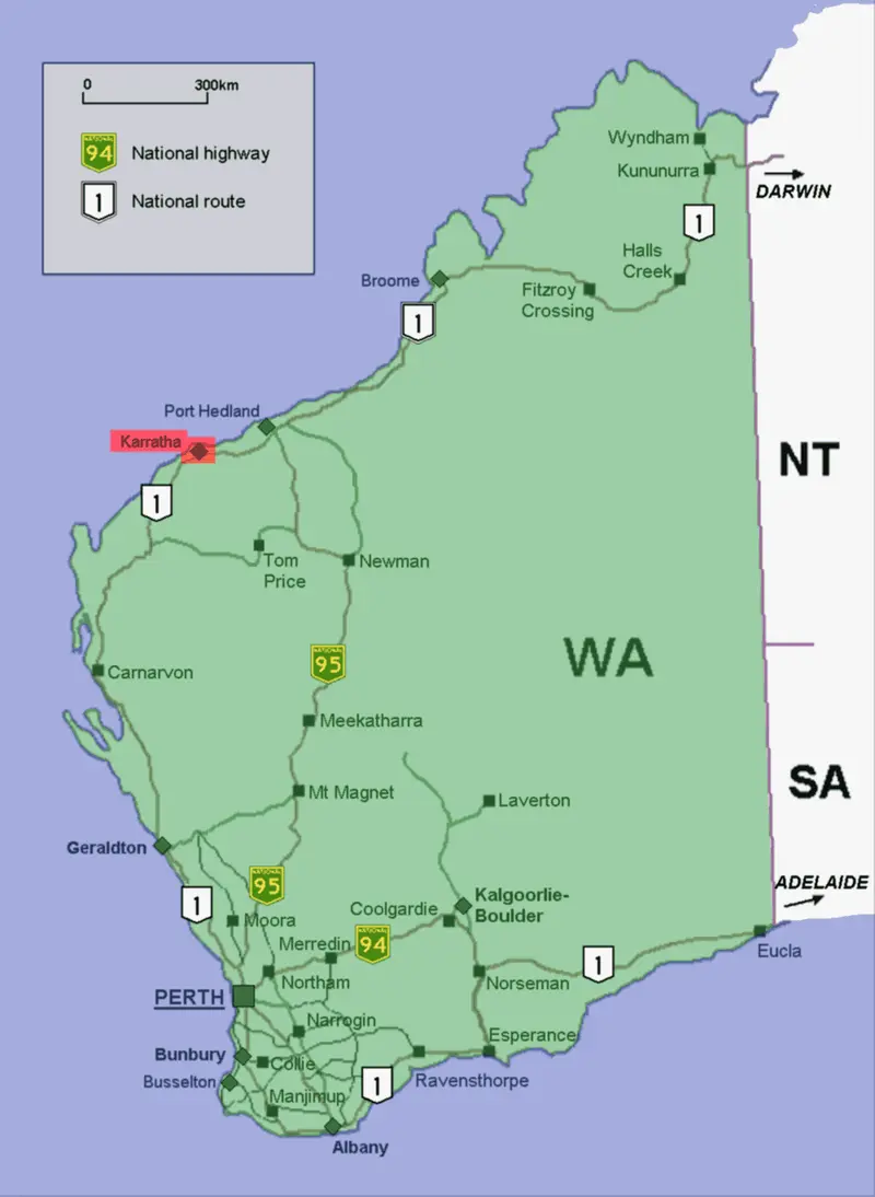 Map: Karratha Location Map in Western Australia