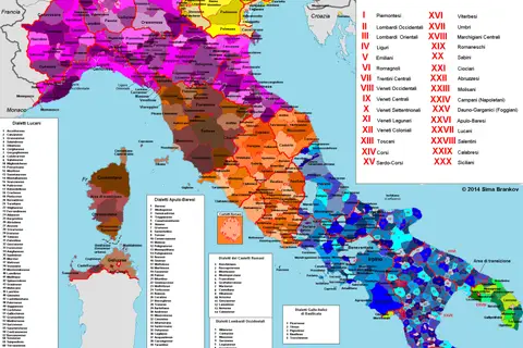 Map: Languages and dialects of Italy