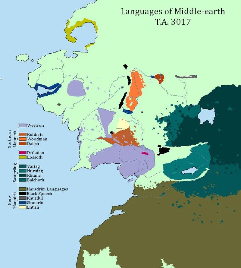 Map: Languages of Middle-earth