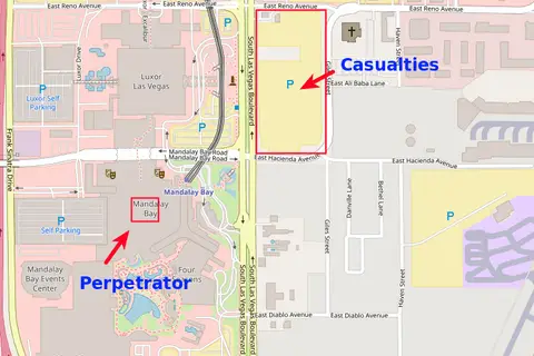 Map: Las Vegas Strip Shooting 2017 Map