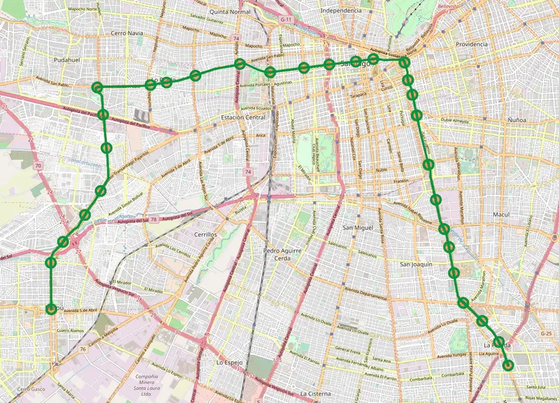 Map: Linea 5 Metro de Santiago Mapa