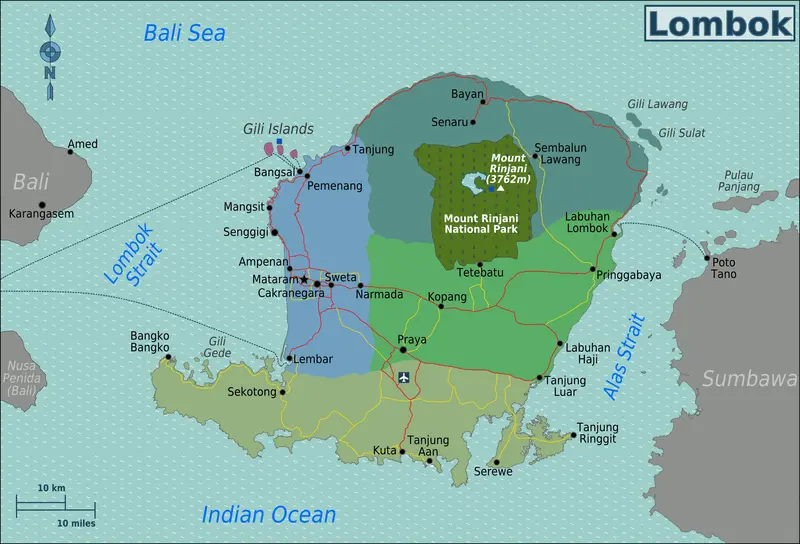 Map: Lombok Regions Map
