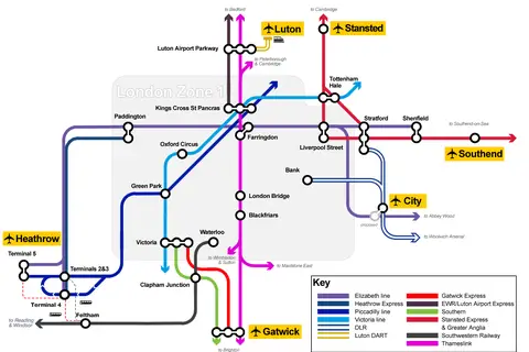 Map: London Airport Links Map